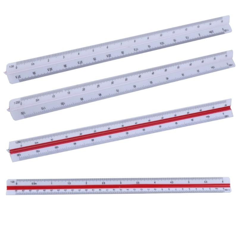 Plastic Scale Ruler, Triangular Ruler, 30cm, Triangular Ruler, Metric Scale 1:20, 1:25, 1:50, 1:75, 1:100, 1:125
