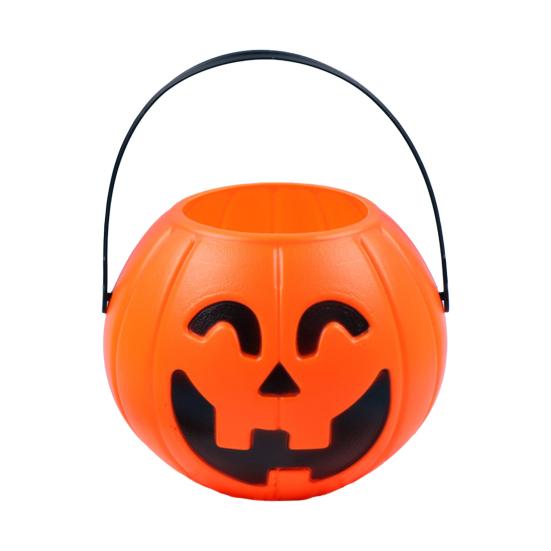 Festive Holiday Supplies Halloween Pumpkin Candy Bucket, Plastic Treat Holder with Handle, Ghostly Party Treats Favor Storage Container,Trick-or-Treat