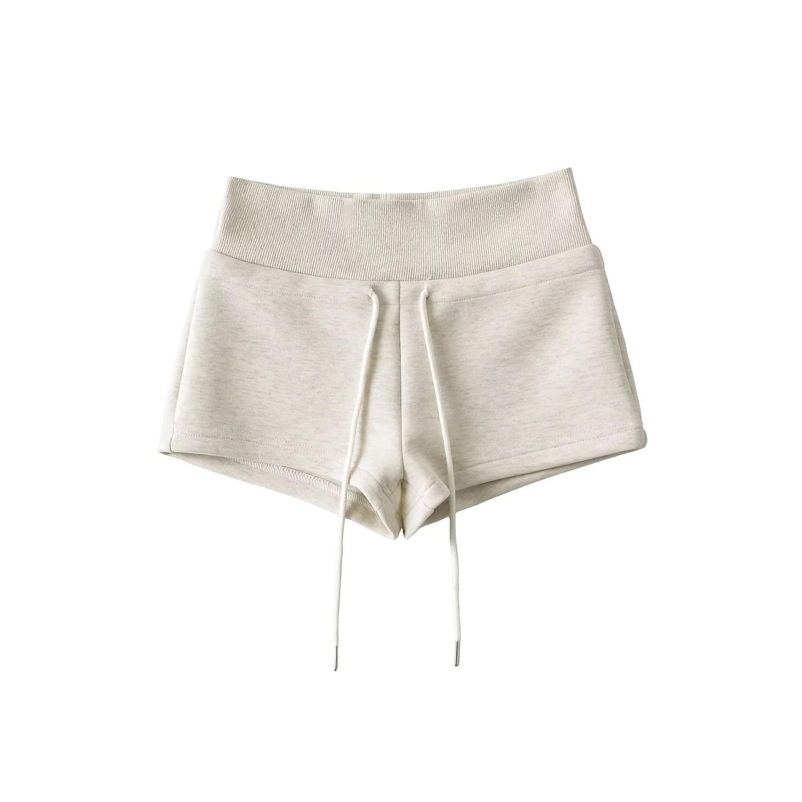 

2025 Сексуальные шорты с низкой посадкой, облегающие, повседневные, для женщин – Универсальный однотонный прямой крой, трендовый стиль Large