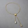 French Light Luxury Copper Plated 18K Real Gold Pull Adjustable Length Pearl Pendant Chain Minimalist Unique Necklace Women
