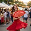 Flower Carving Chinese Style Fan with Tassel Dance Hand Fan  Home Decoration
