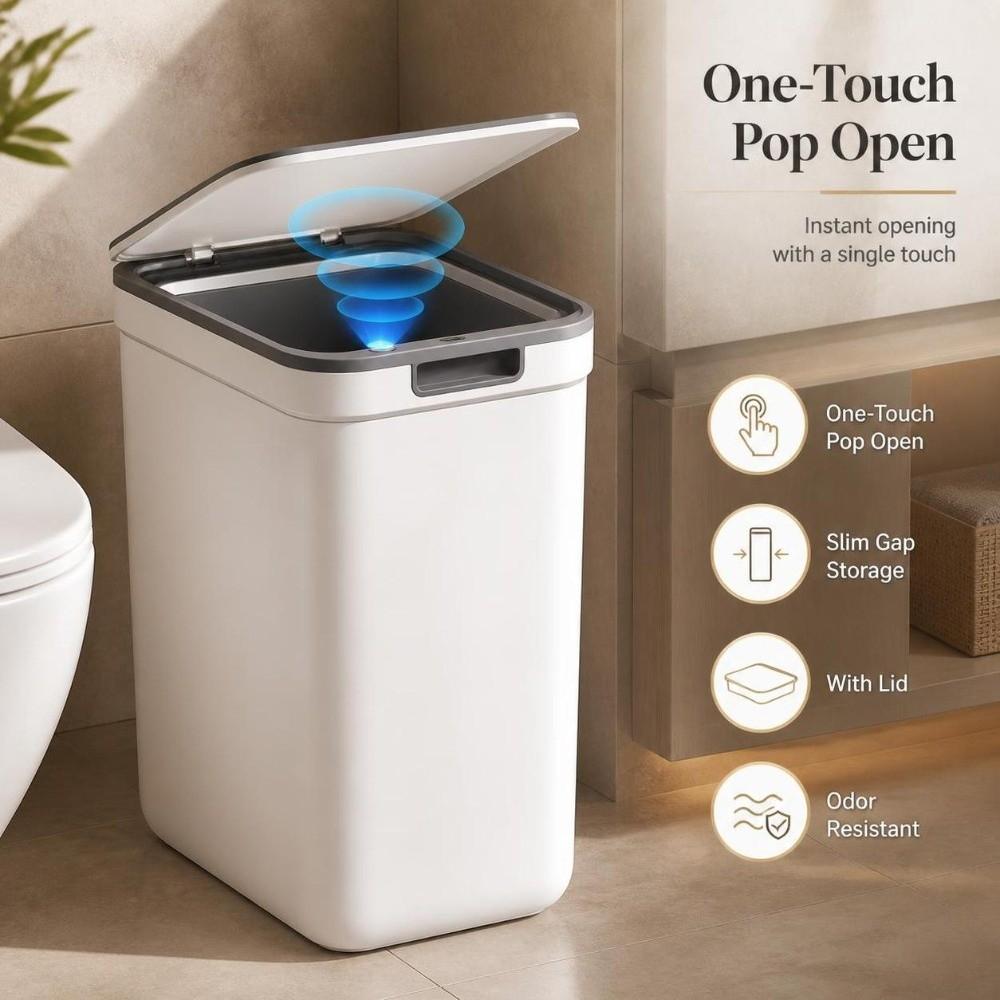 Odor-Sealing Waterproof Garbage Bin with Lid Living Room Dustbin Bathroom Trash Can  Home Use