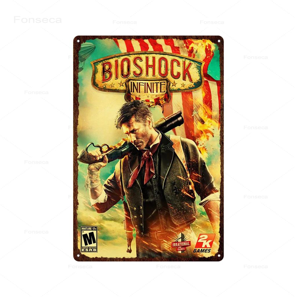 Shooting Game Bioshock Tin Sign Infinite High Quality Retro Meatl Plaques Vintage Wall Art Iron Painting for Home Bar Decoration