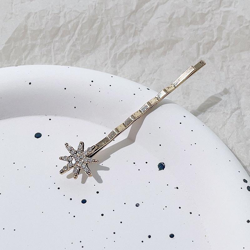 Épingle à cheveux géométrique strass étoiles lune mode personnalisée rétro pince un mot ensemble géométrique pince bord