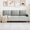 Vidaxl 3-Seater Sofa, Light Grey, 180 Cm, Upholstered In Velvet