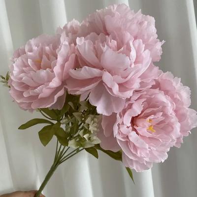 Simulation Sept Pivoines Fleurs en Soie Bouquet Décoration de Table Salon Maison Décoration de Mariage Fleurs Artificielles Fausse Fleur