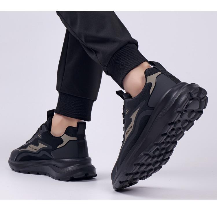 Men's 2026 Fashion Soft Sole Black Running Shoes - Trendy, Breathable & Comfortable for Autumn.