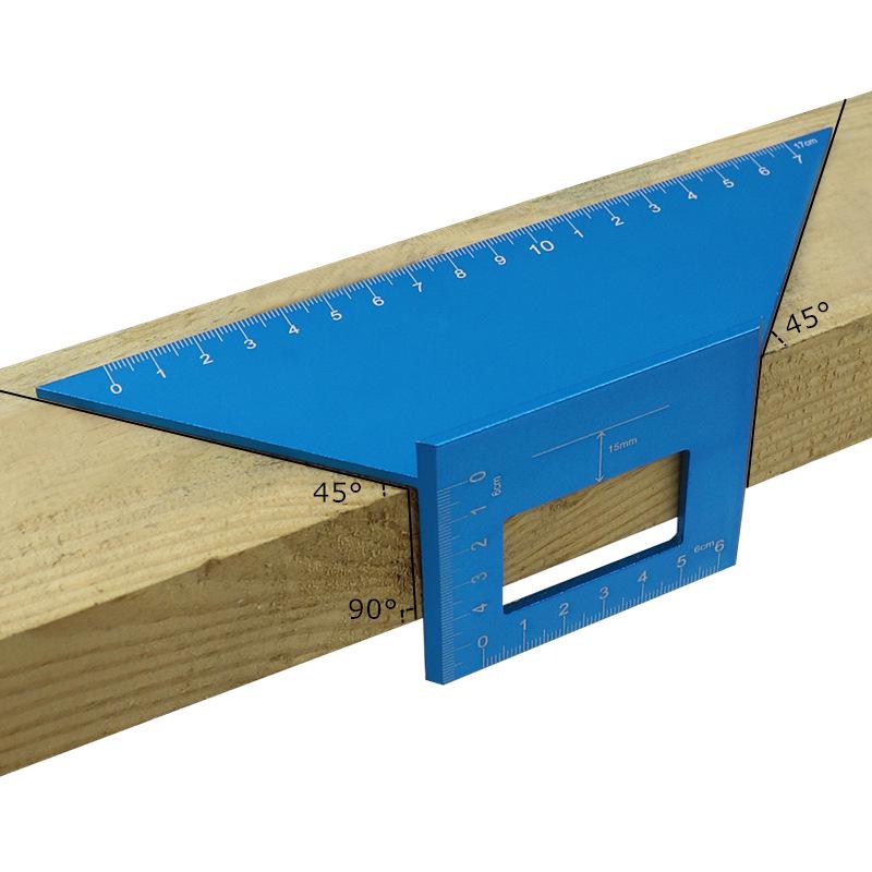 Aluminum Alloy Multifunctional Woodworking Angle Ruler - High Precision 45°/90° Scriber and Marking Gauge