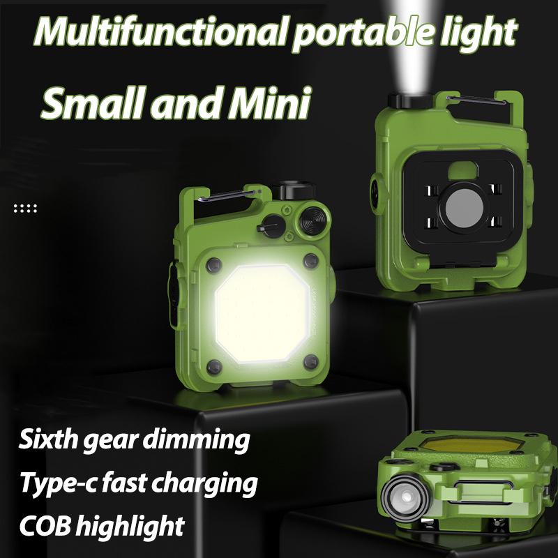 Multifunctional Keychain COB Flashlight USB Rechargeable LED Flash Light Portable Torch Mini Work Light Fishing Camping 6 Modes