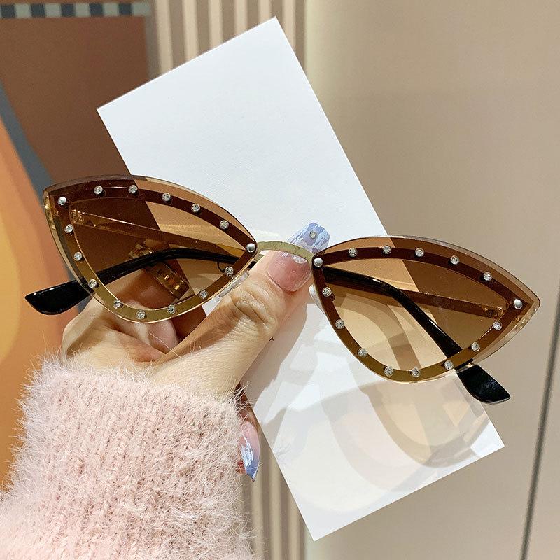 Spice Girls Fashion Men'S Cat-Eye Diamond Advanced Sense Sunglasses Personality Outdoor Party Hipster Women Sunglasses Uv400