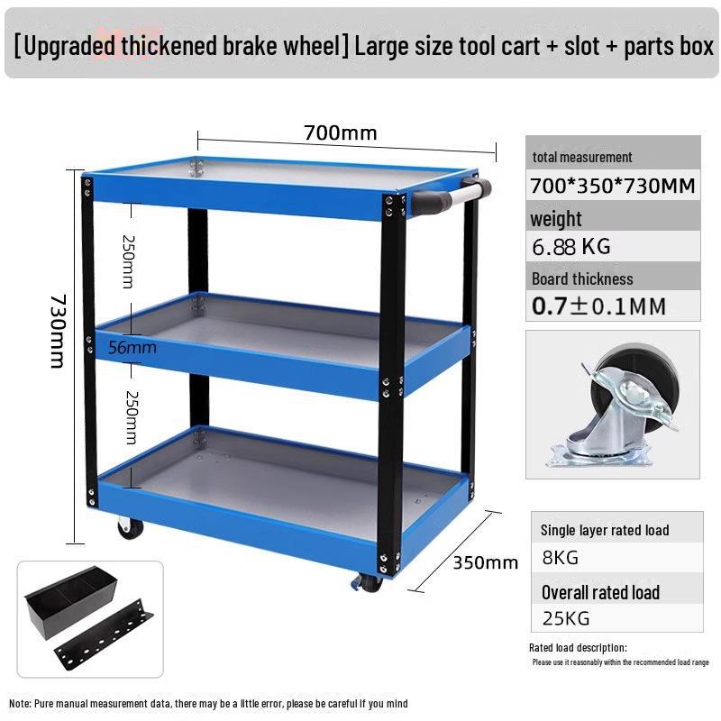 "Green Forest Utility Cart: Three-Layer Tool Trolley & Flatbed for Auto Repair & Beauty Supplies"
