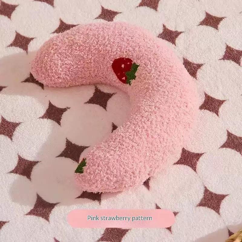 U-Shaped Pet Cat Sleep Pad Soft Plush Cervical Support Anti-Slip Pillow for Kittens Indoor Use
