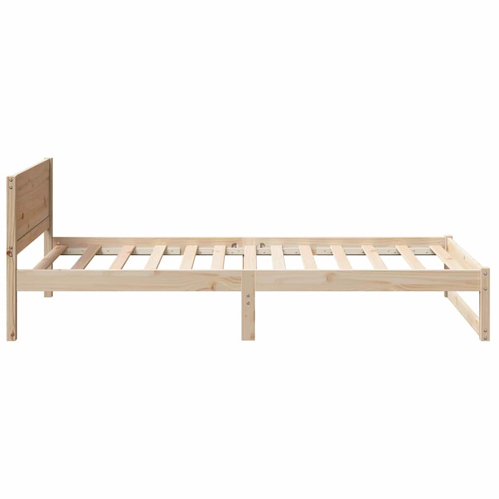 Natural Wooden Bed Frame with Headboard 90 X 190 Cm Solid Pine Wood