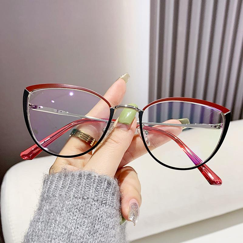 Fashion Cat Eye Glasses Frame European and American Women's Fashion TR Metal Anti Blue Light Glasses Optical Glasses Frame
