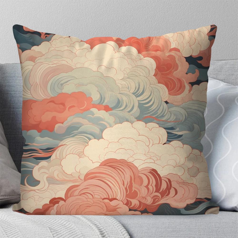 

1pc Auspicious Clouds Sea Of Clouds Pillow Case Square Pillow Bedroom Sofa Leisure Comfort Car Living Room Home Decoration 40X40 16x16Inch