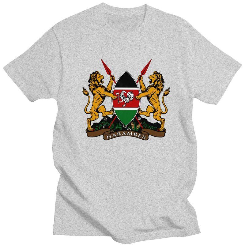 Custom Coat Of Arms Of Kenya Flag Tshirt for Men Short Sleeve Casual T Shirt Tshirt Slim Fit Pure Cotton Tees Gift Idea