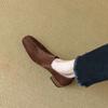 Fashion NEW Spring/Autumn Women Loafers Sheep Suede Leather Shoes for Women Square Toe Chunky Heel Soft Shoes Black Elegant Women Pumps