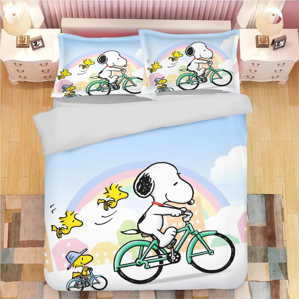 Snoopy Anime Home Bedroom Comforte Nordic polyester material suitable for children and adults 3-piece set