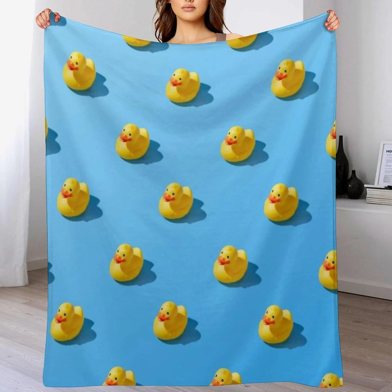 

Flat Lay Creative Summer Yellow Rubber Duck Pattern High Quality Photo Throw Blanket No Pilling Soft Warm Blanket for Bed 102x76cm(40x30in)