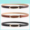 Minimalist Women Leather Belt With Elliptical Flat Buckle For Casual Dress And Jeans