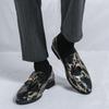 Black Green Tassel Formal Loafers Men Comfortable Snake Pattern Leather For Male Flat Casual Bussiness Shoes Zapatillas Hombre
