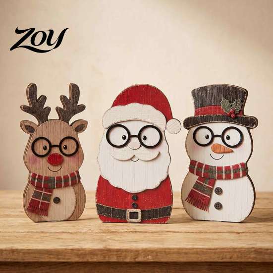 Handcrafted Wood Cat Figurines Christmas Wooden Tabletop Decor, Cute Kitty Figurine, Rustic Farmhouse Animal Gifts Xmas Tiered Tray Ornament