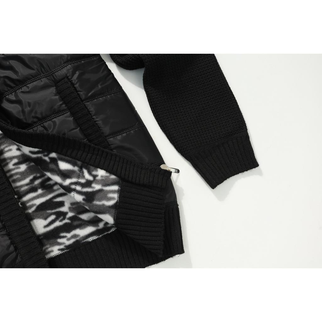 Men's Stand-up Collar, Fleece And Cotton Long-sleeved Cardigan, Zippered Warm Knitted Sweater