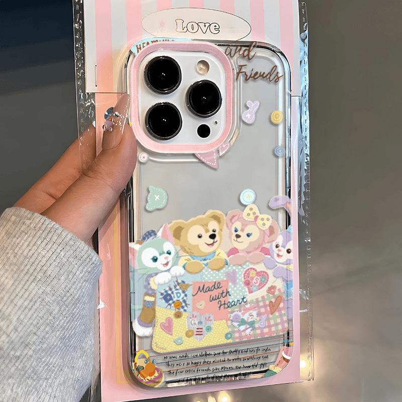 Cute Duffy Bear Soft Cartoon Case for iPhone 16/14/13/12 Pro Max/XR/XS
