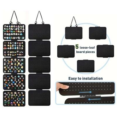 1pc Foldable Felt Jewelry Organizer,Wall Hanging 5-Tier Earring Pendant Display,Storage Bag For Necklaces,Bracelets