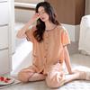 Pajamas Women's Summer Woven Cotton Short-sleeved Cropped Pants Thin Summer Gauze Cotton Summer High-end Loungewear