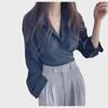 Korean Chic Retro Design Lace-Up Waist-Slimming Short Shirt