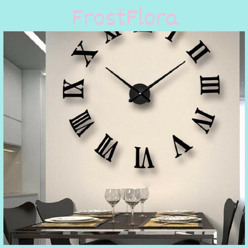 Elegant 3d Diy Roman Numerals Luxury Mirror Wall Sticker Clock For Home Decor