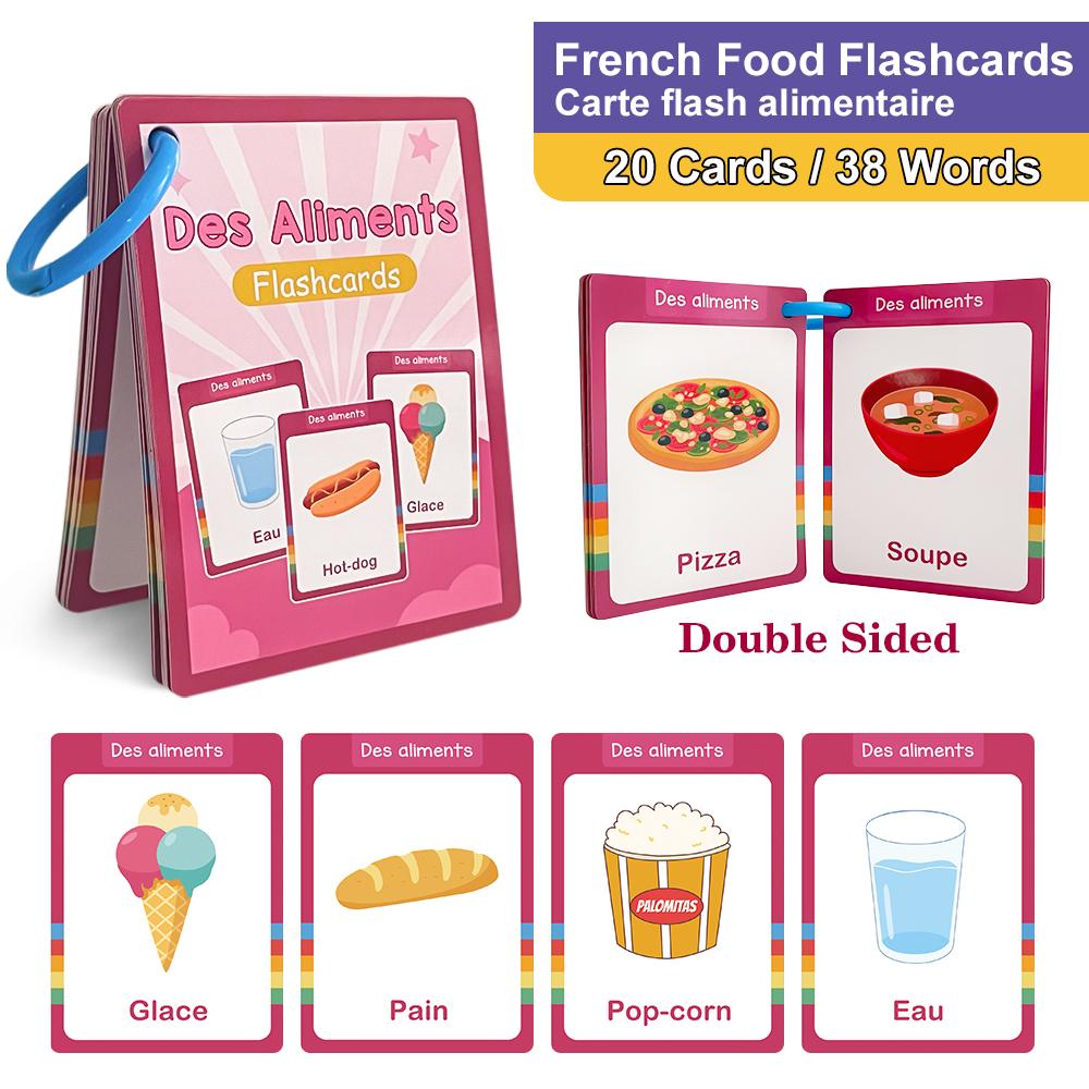 Food / Animals / Fruits / Body Parts French Words Learning Cards for Kids Early Language Skill Classroom Activities Memory Games