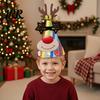 Snowman Party Hat Christmas for Kids Adults, Tree Reindeer Santa Detachable Sticker Paper Cone Birthday Supplies