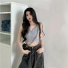 Solid Women's Vest Button Sexy Tops Sleeveless Black White Fashion Lady Tees