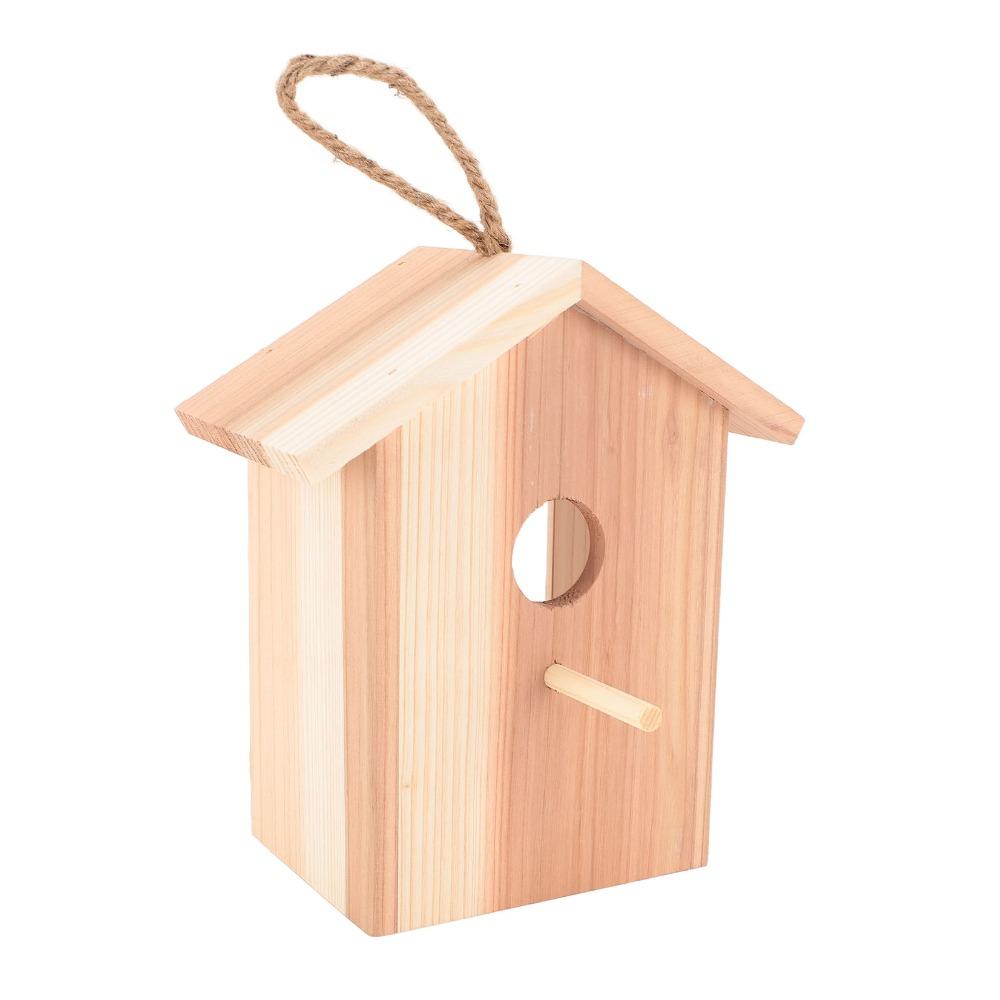 1pcs See Through Design Wooden Birdhouse Suction Cup Mount Transparent Bird House Outdoor Decor