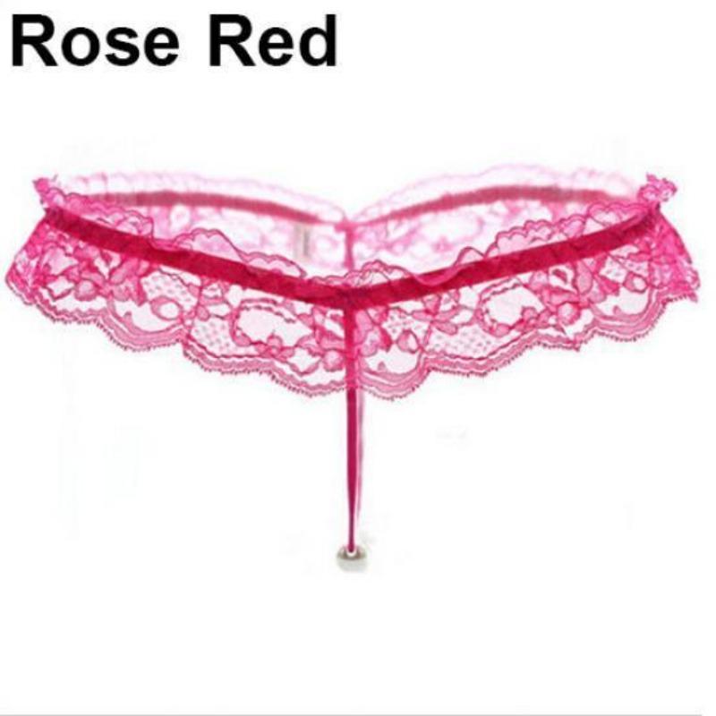 Women's Lingerie Sexy Artificial Pearl Decoration Lace thong Underwear