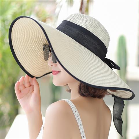 Vacation beach hat women's summer seaside straw hat sunscreen sunshade travel Korean version versatile big eaves sun hat