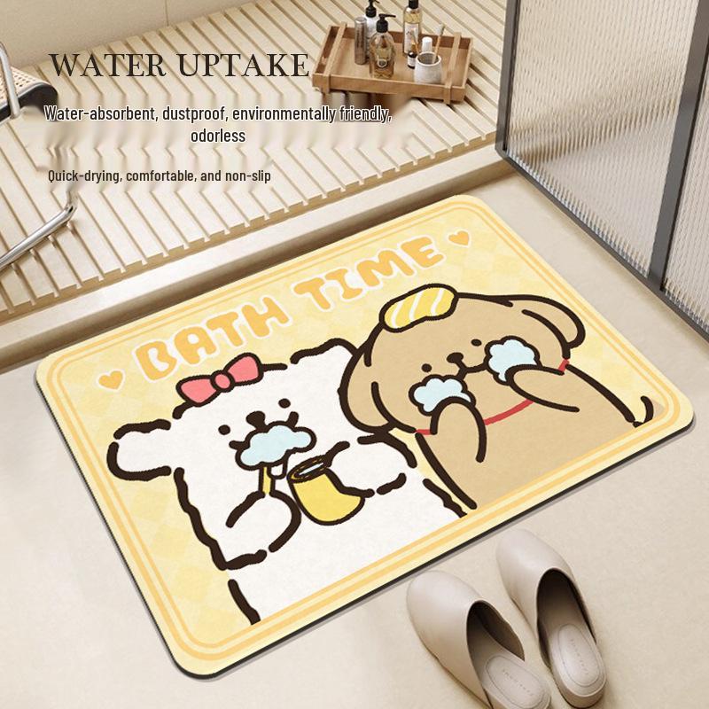Cartoon Cute Non-Slip Diatom Mud Floor Mat - Quick Dry Water-Absorbent Bathroom & Toilet Door Mat