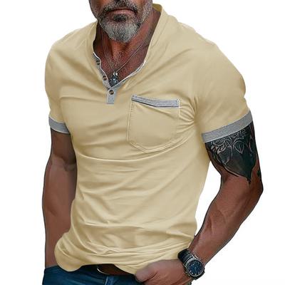 Pikétröja Herr Sommartopp Enfärgad Ståkrage Ficka Herr T-shirt T-shirts (herr-)