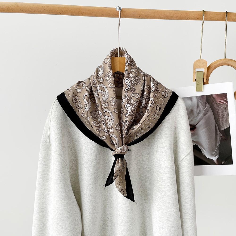 Old money wind cashew nut flower herringbone silk scarf square scarf with shirt shawl scarf versatile high-end scarf