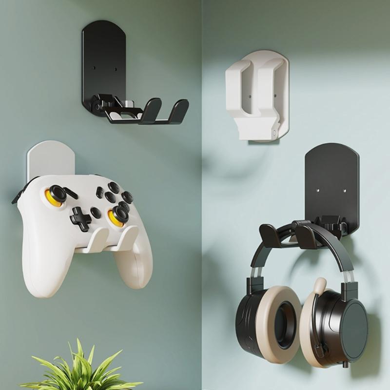 No Drill Headphone Hanger for Wall Mount Storage, Adhesive ABS Holder for Over Ear Headphones in Dorm and Office Areas