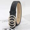 Vintage Bling Bling Sparkling Rhinestone Belt Versatile Glitter Slide Buckle Belt Luxury Brand Design Waist Strap Women