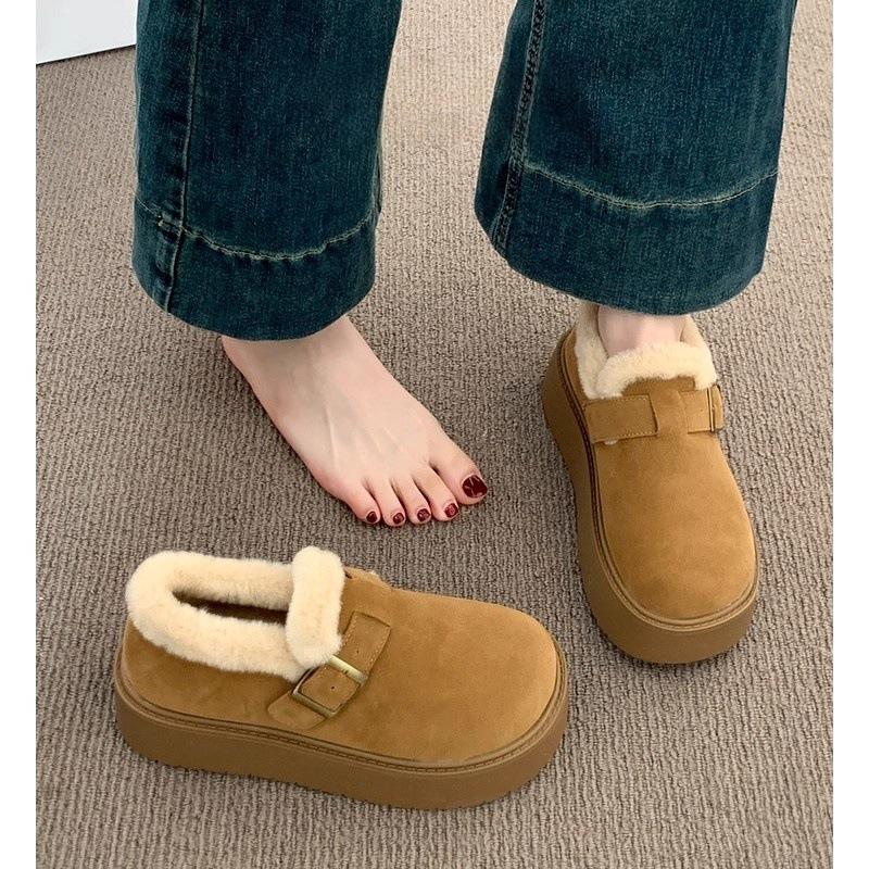 Thick-soled Heightening Cotton Shoes Women's New Winter Shoes Piled Thickened Warm Bread Boken Snow Boots