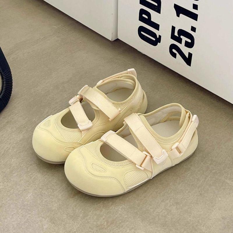 High-value thick-soled sports bag head sandals women's new summer little white shoes with skirts Velcro single shoes