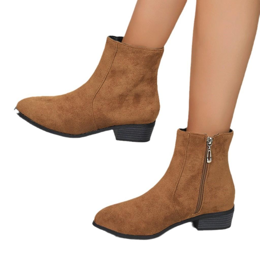 Fashionable 2024 Autumn Plus Size Women's Suede Martin Boots With Side Zipper