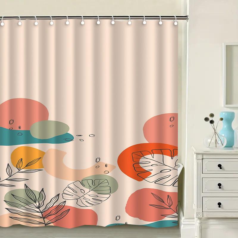 Colored Heart Washable Dirt-Resistant Shower Curtain Shower Head Waterproof Polyester Bath Curtain For Home Decor Accessories