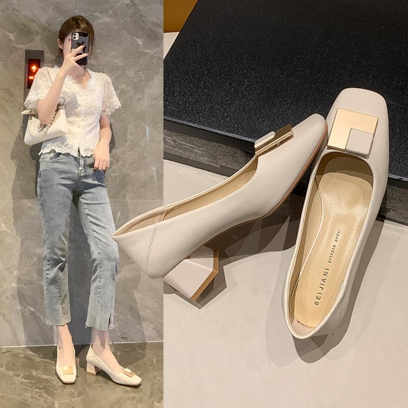 Fashion Women's Comfortable Work Shoes Thick Soles Soft Rubber Upper No Slip Non-slip Design For Office Retail Environments