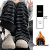 Women's High-Waist Fleece-Lined Striped Wide-Leg Pants for Autumn and Winter