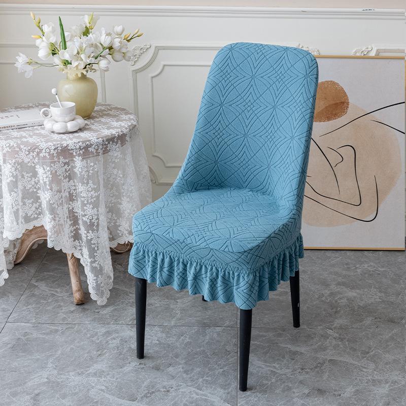 Thickened Fleece Chair Cover One-piece Chair Cover Elastic Dining Chair Covers Jacquard Seat Cover for Hotel Restaurant Home